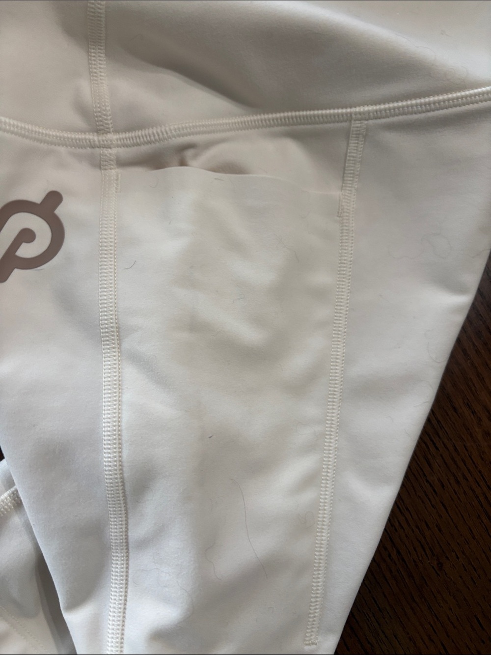 Peloton Cream High-Rise Bike Shorts with Subtle Logo - Picture 4 of 7